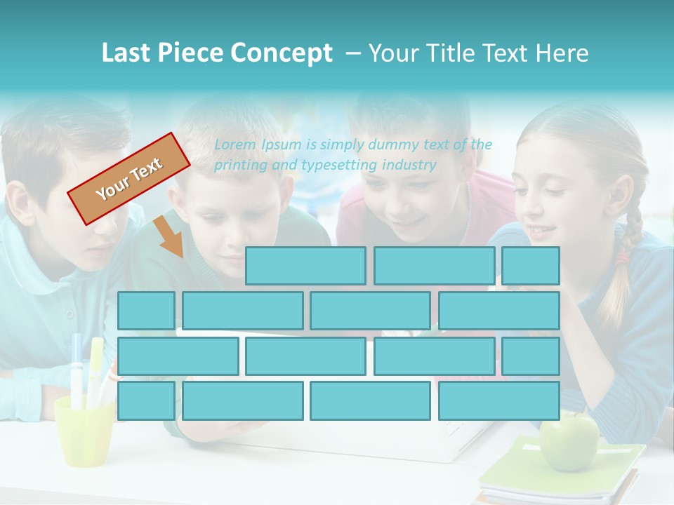 Technology Gathered Schoolchildren PowerPoint Template