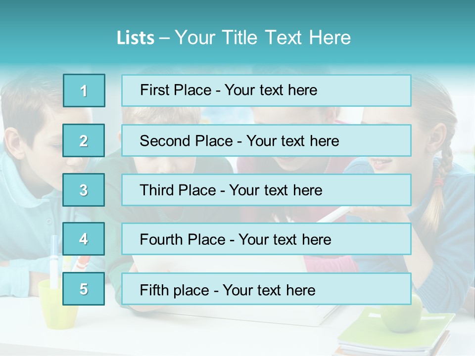 Technology Gathered Schoolchildren PowerPoint Template
