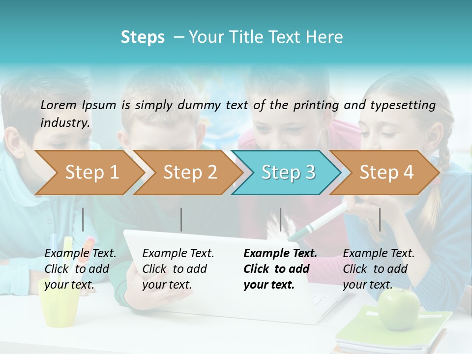 Technology Gathered Schoolchildren PowerPoint Template
