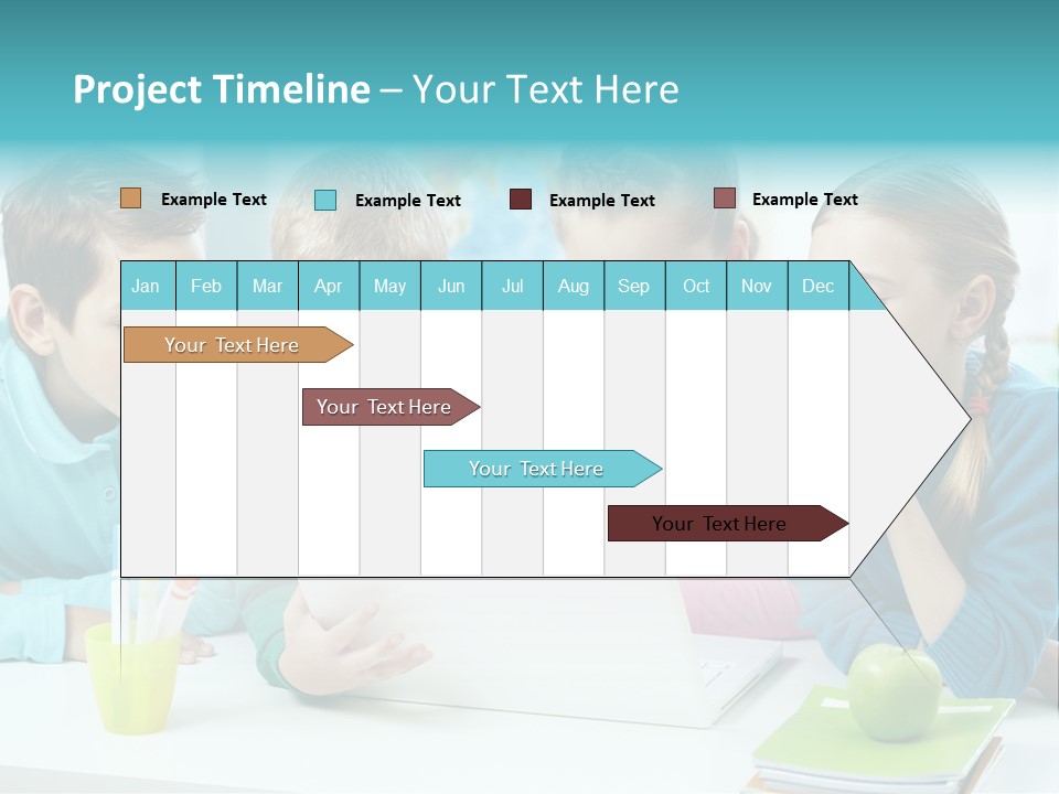 Technology Gathered Schoolchildren PowerPoint Template