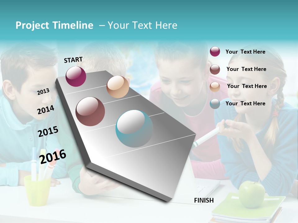 Technology Gathered Schoolchildren PowerPoint Template