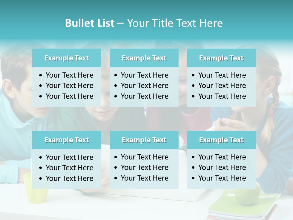 Technology Gathered Schoolchildren PowerPoint Template