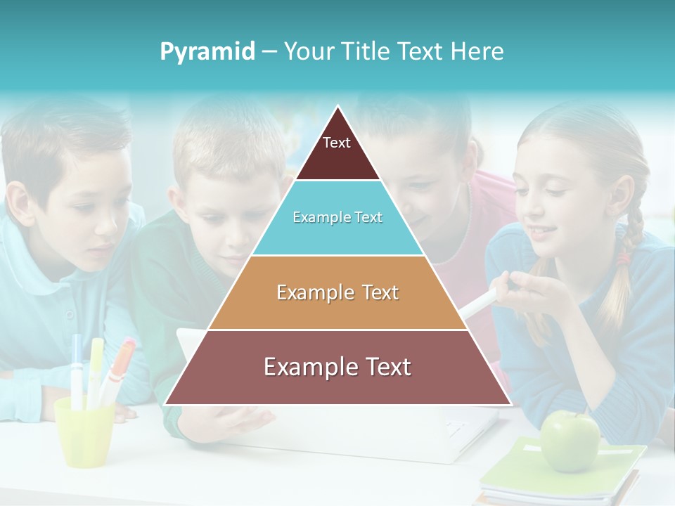 Technology Gathered Schoolchildren PowerPoint Template