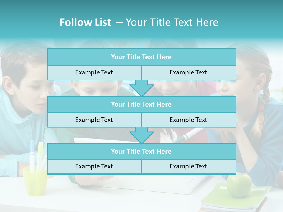 Technology Gathered Schoolchildren PowerPoint Template
