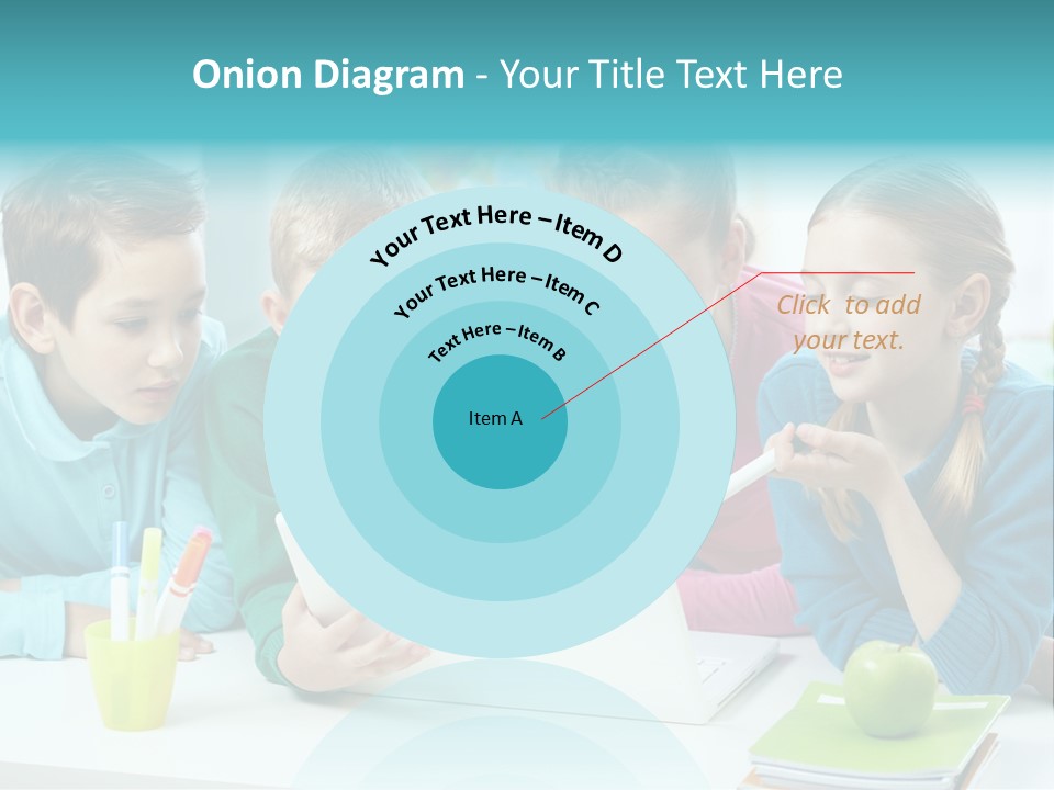 Technology Gathered Schoolchildren PowerPoint Template
