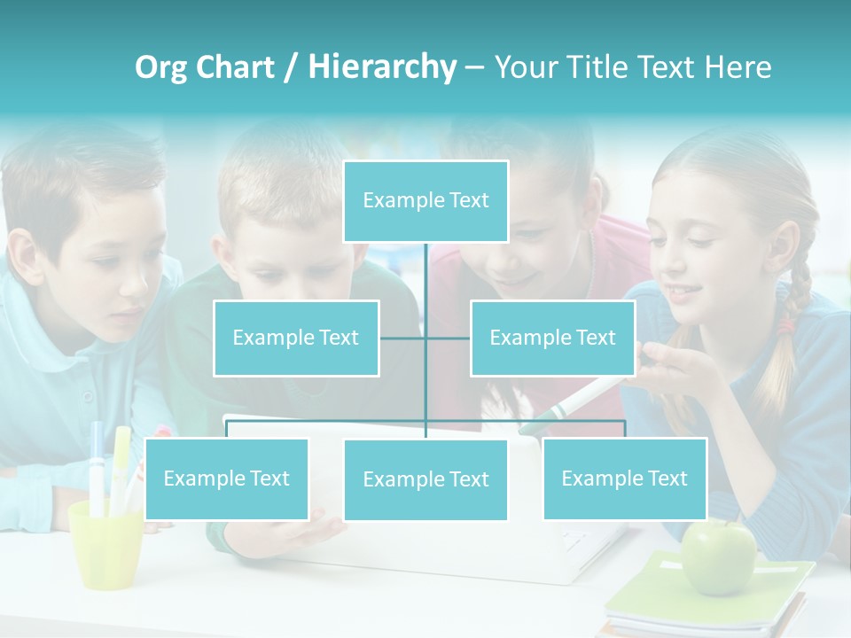 Technology Gathered Schoolchildren PowerPoint Template