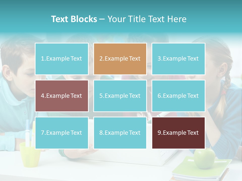 Technology Gathered Schoolchildren PowerPoint Template