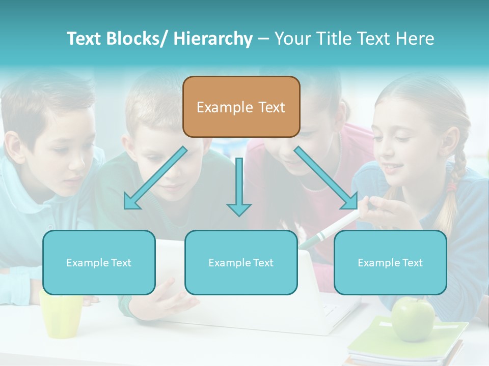 Technology Gathered Schoolchildren PowerPoint Template