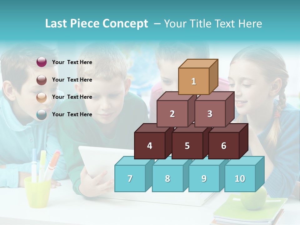 Technology Gathered Schoolchildren PowerPoint Template