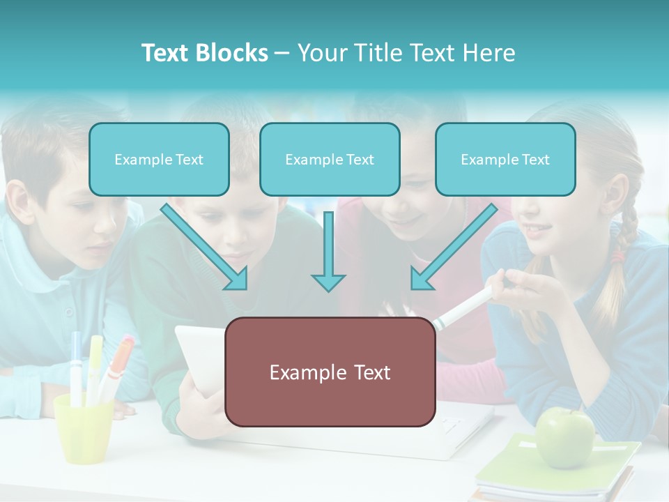 Technology Gathered Schoolchildren PowerPoint Template