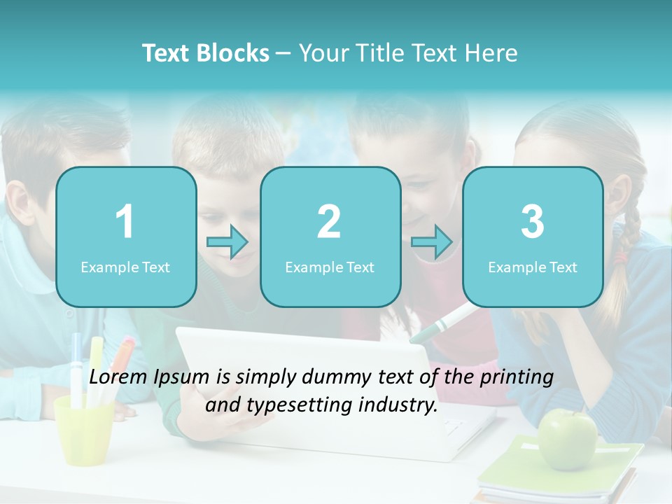 Technology Gathered Schoolchildren PowerPoint Template
