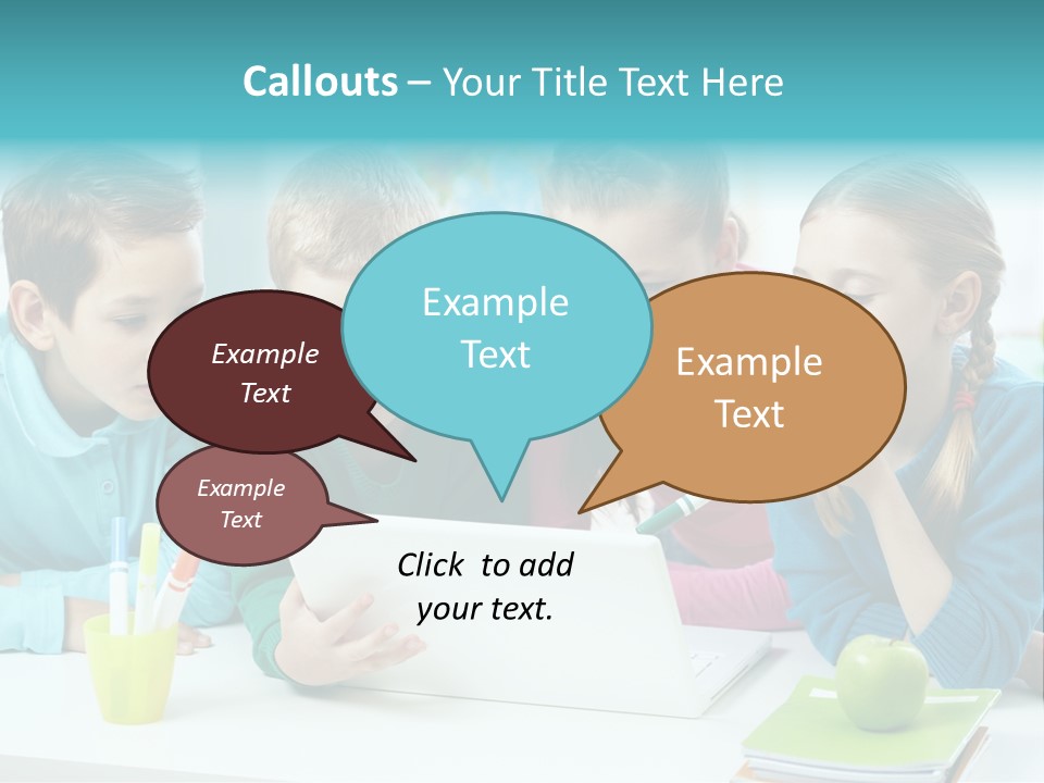 Technology Gathered Schoolchildren PowerPoint Template