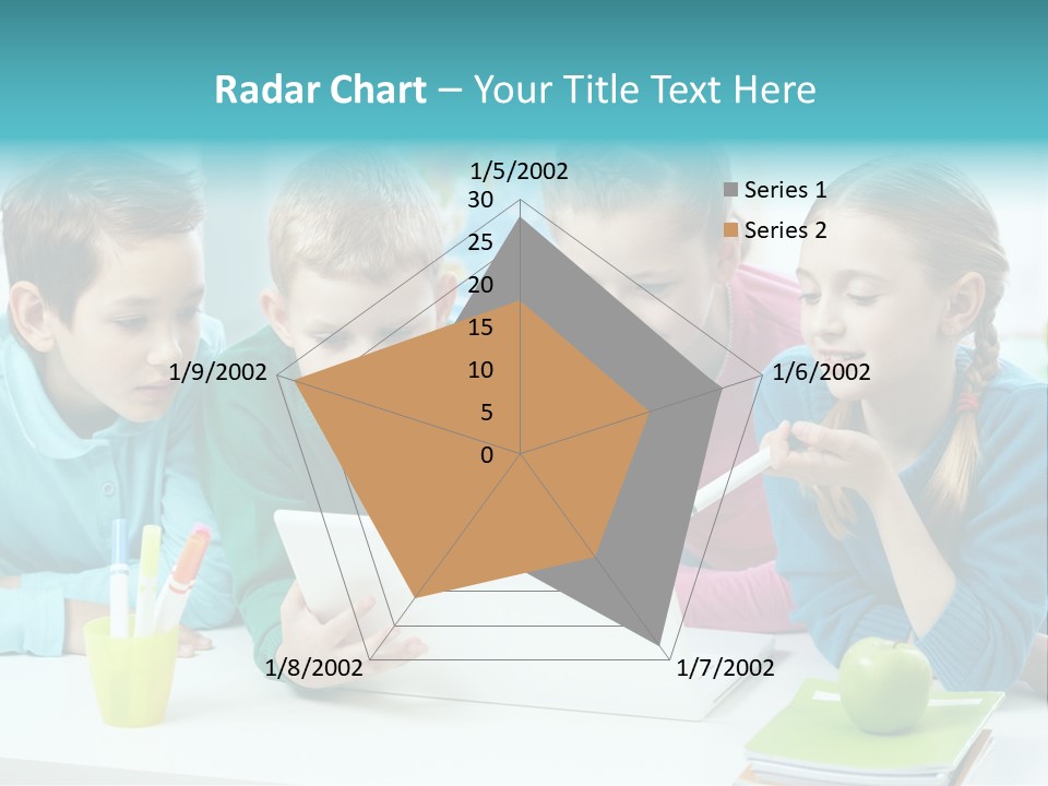 Technology Gathered Schoolchildren PowerPoint Template