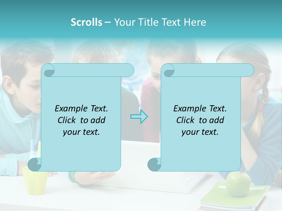 Technology Gathered Schoolchildren PowerPoint Template