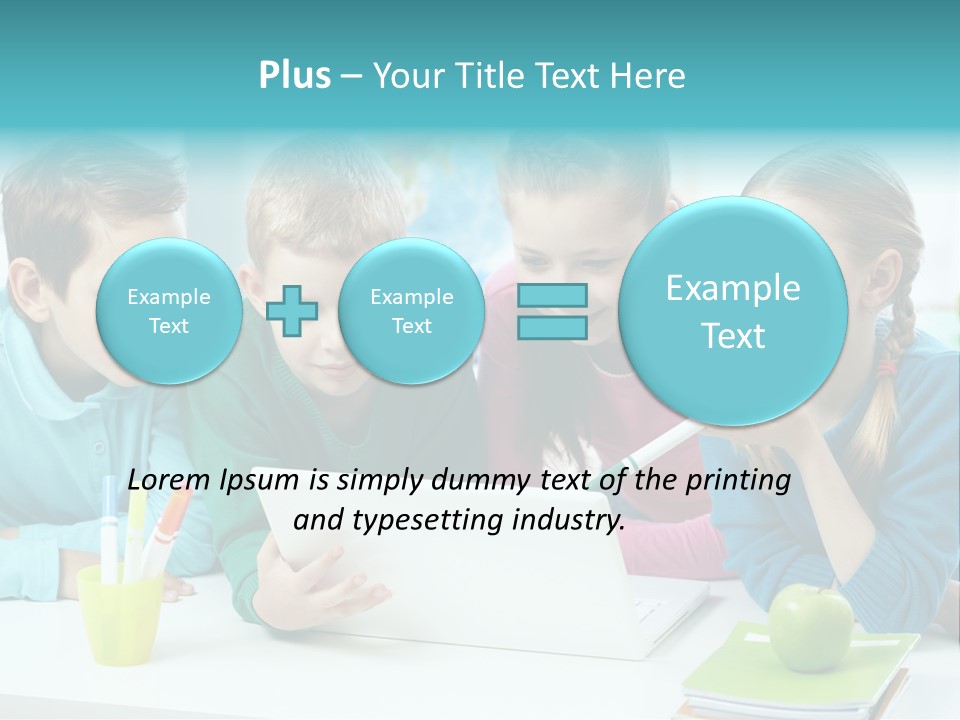 Technology Gathered Schoolchildren PowerPoint Template