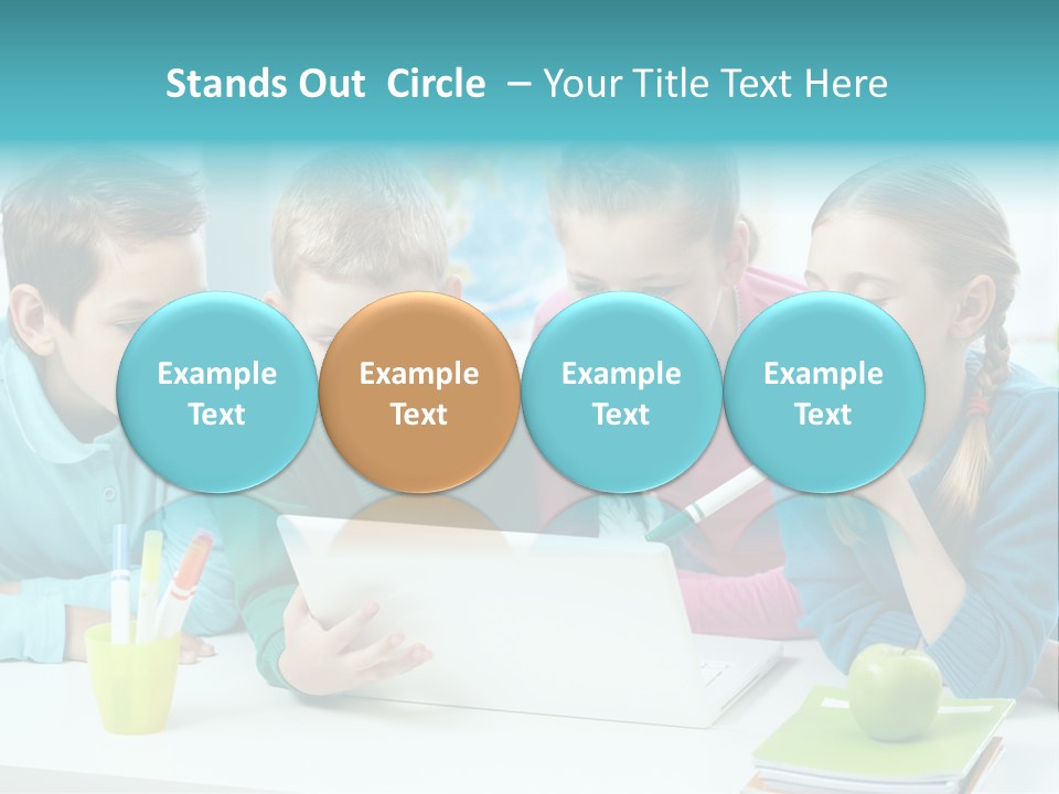 Technology Gathered Schoolchildren PowerPoint Template