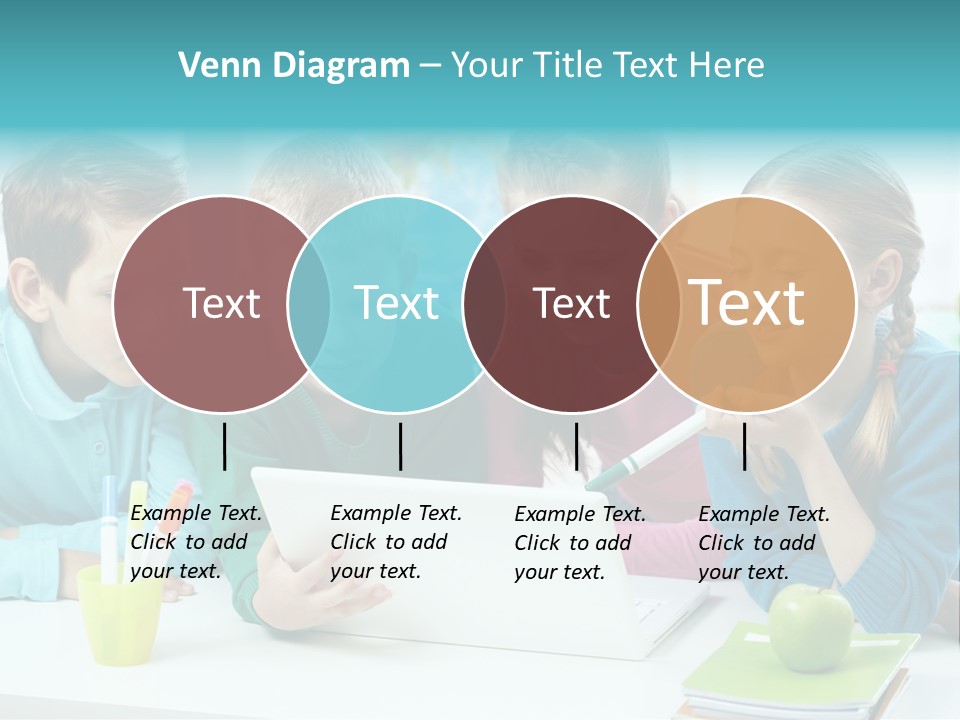 Technology Gathered Schoolchildren PowerPoint Template