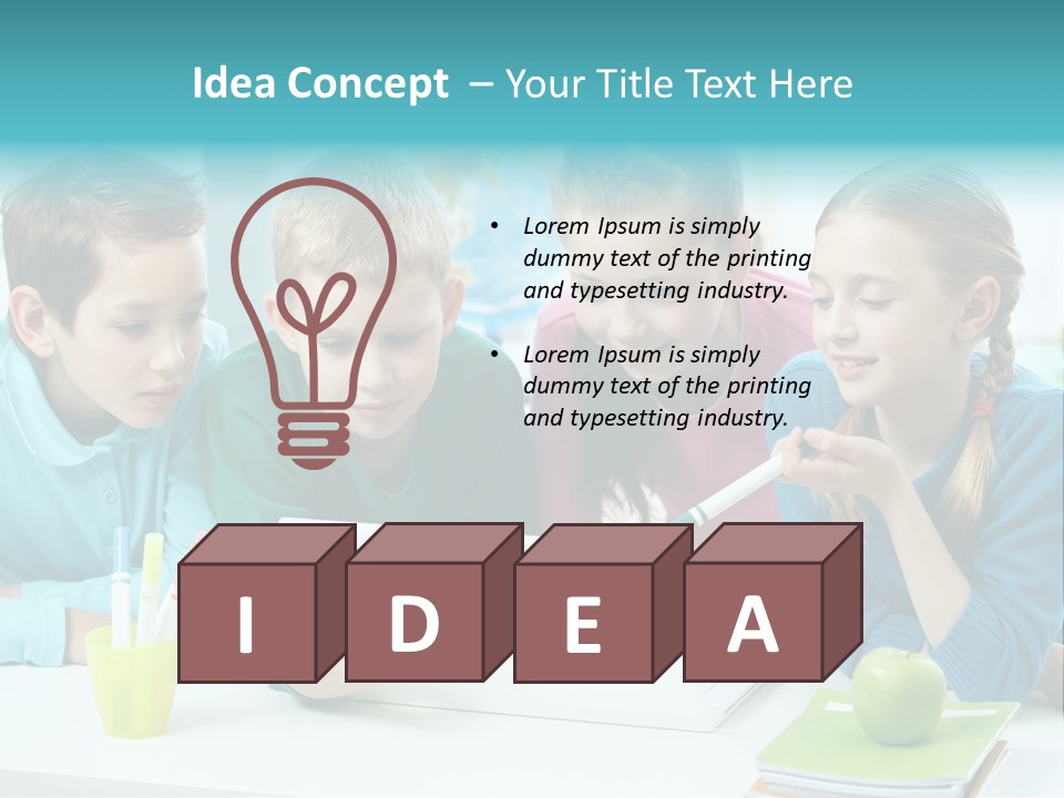 Technology Gathered Schoolchildren PowerPoint Template
