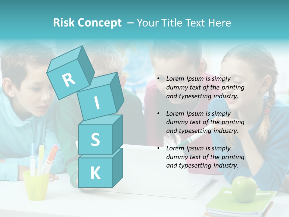 Technology Gathered Schoolchildren PowerPoint Template