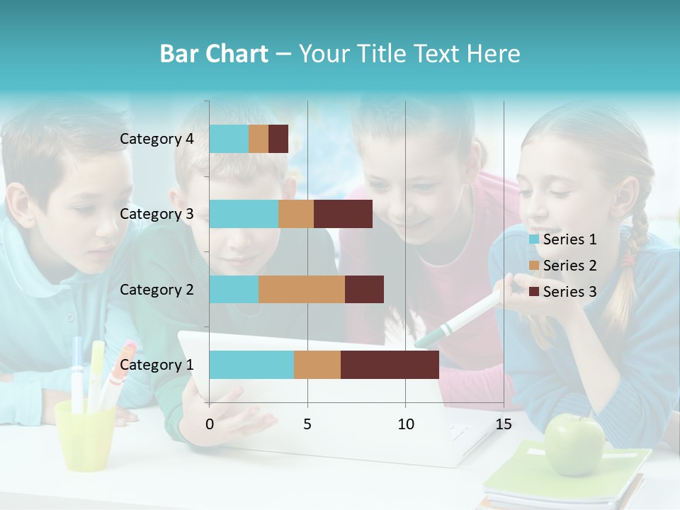 Technology Gathered Schoolchildren PowerPoint Template