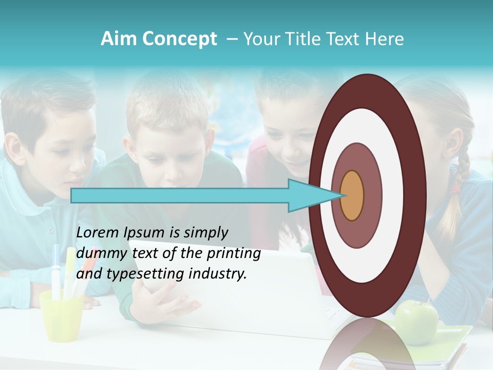 Technology Gathered Schoolchildren PowerPoint Template