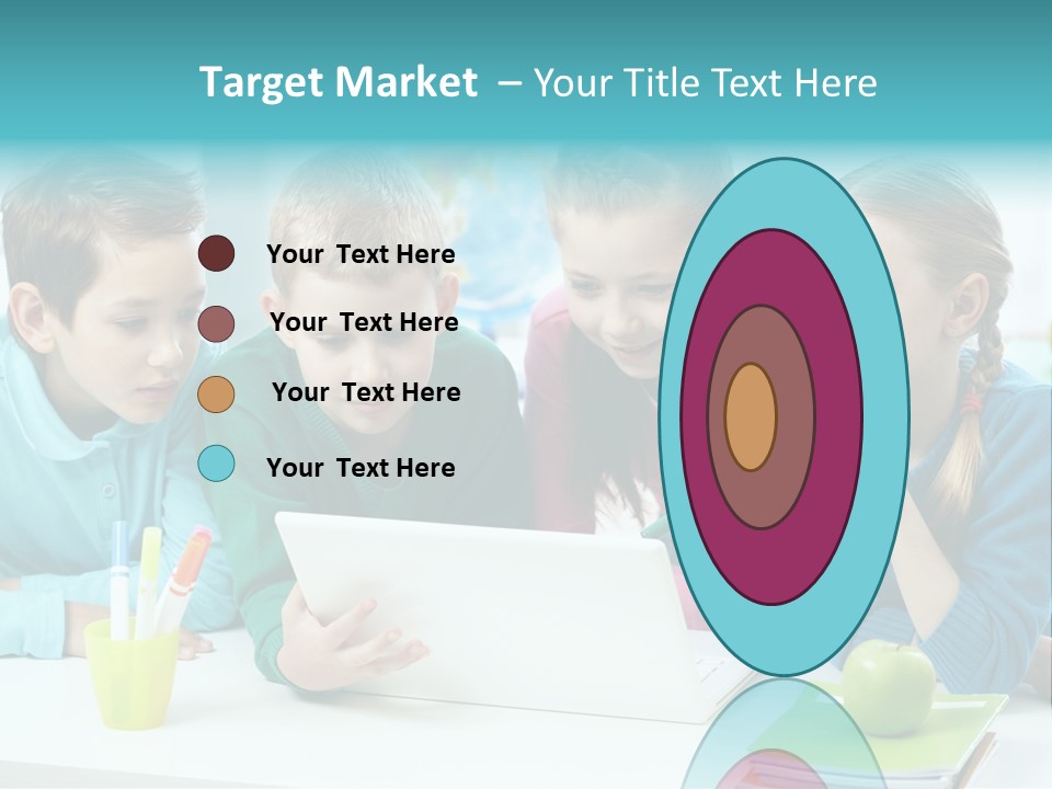 Technology Gathered Schoolchildren PowerPoint Template