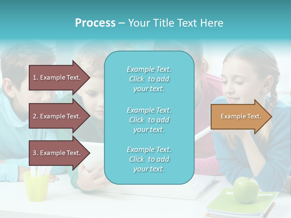 Technology Gathered Schoolchildren PowerPoint Template