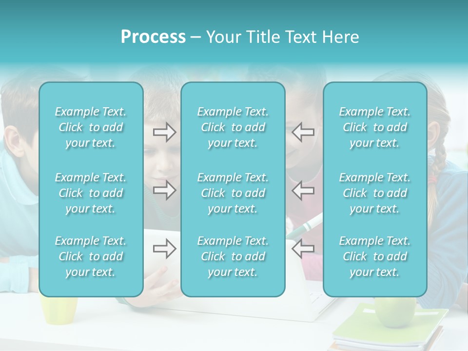 Technology Gathered Schoolchildren PowerPoint Template