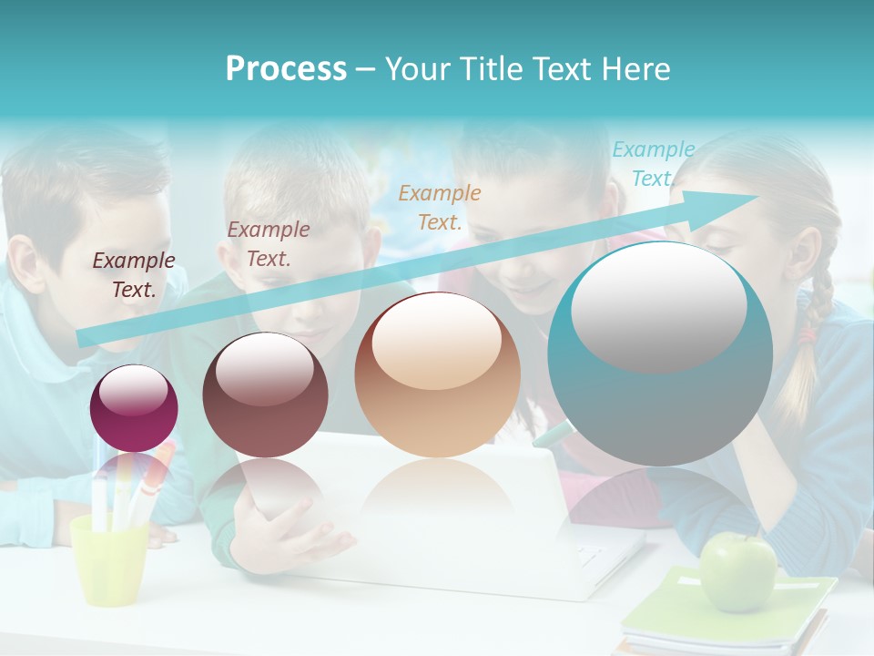 Technology Gathered Schoolchildren PowerPoint Template