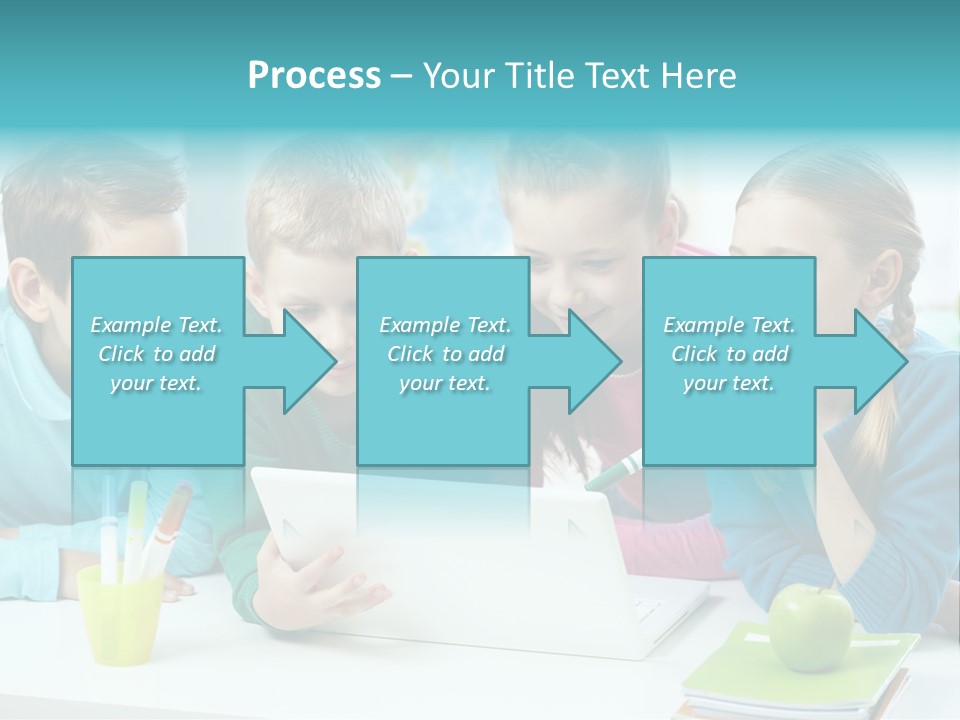 Technology Gathered Schoolchildren PowerPoint Template