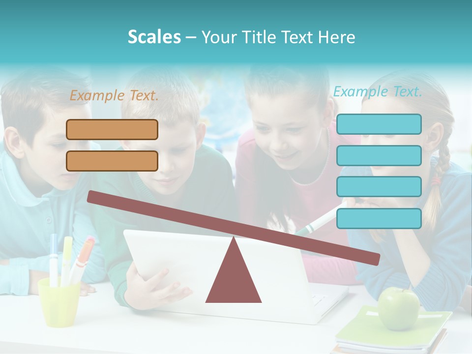 Technology Gathered Schoolchildren PowerPoint Template