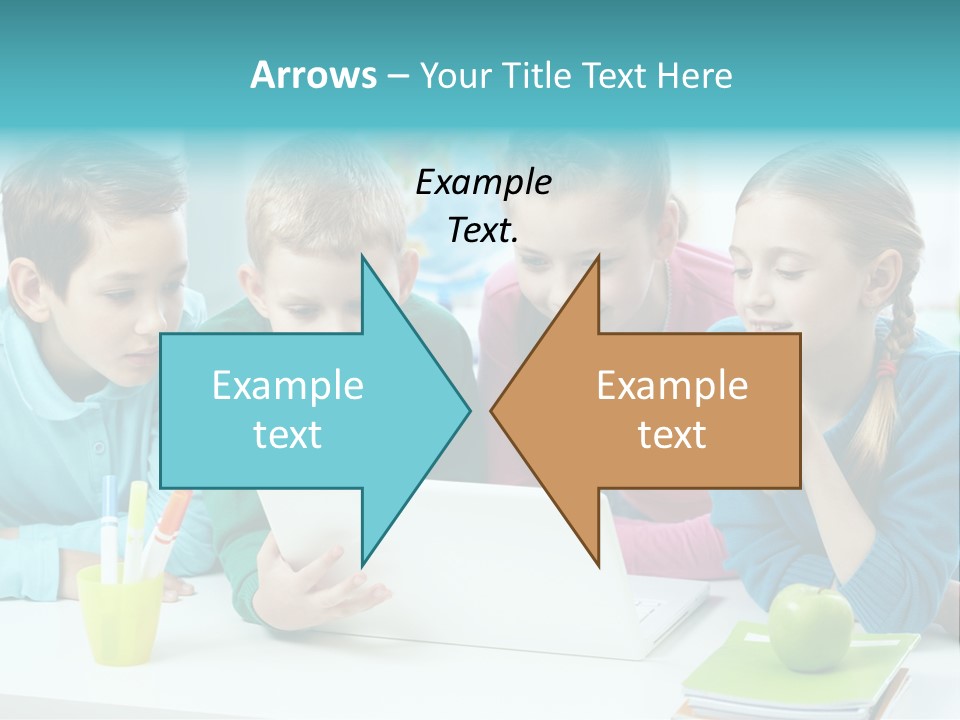 Technology Gathered Schoolchildren PowerPoint Template
