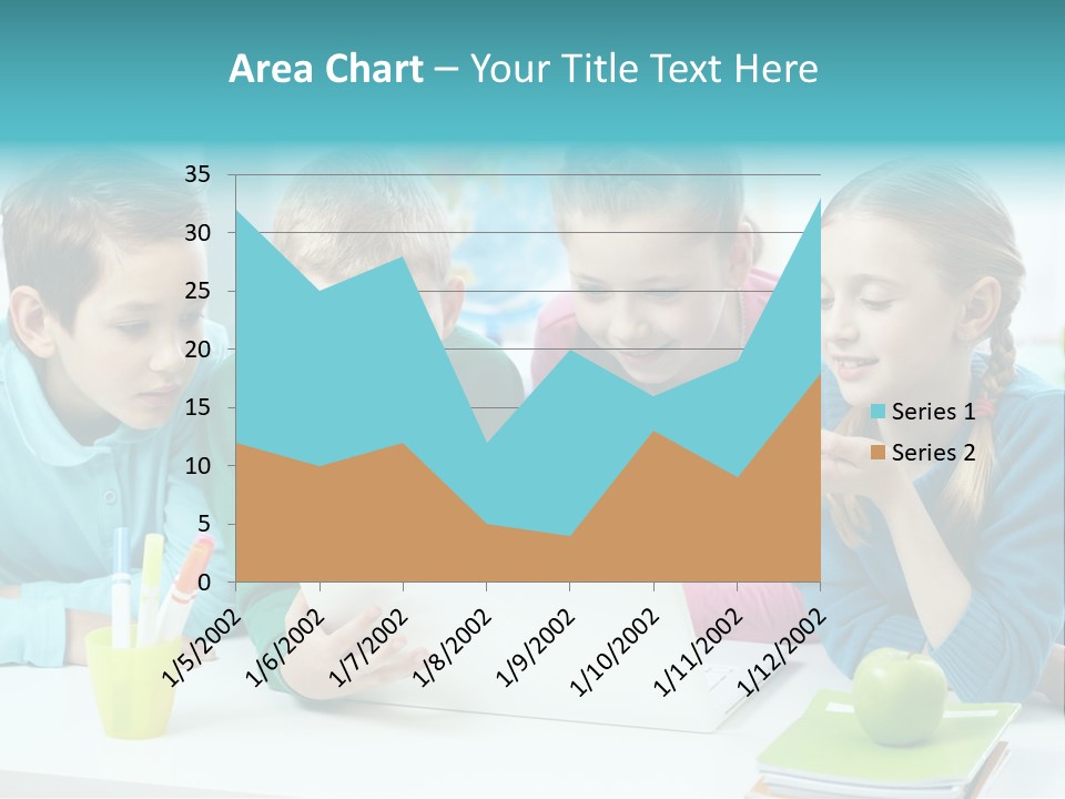 Technology Gathered Schoolchildren PowerPoint Template