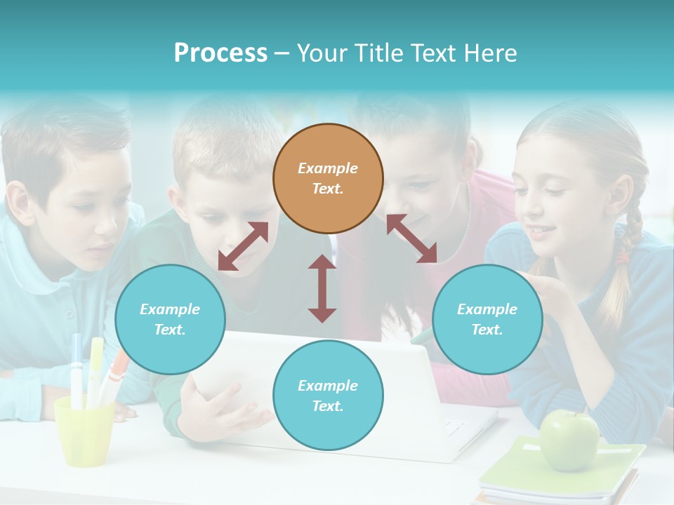 Technology Gathered Schoolchildren PowerPoint Template