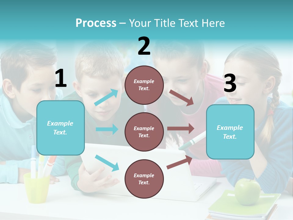 Technology Gathered Schoolchildren PowerPoint Template
