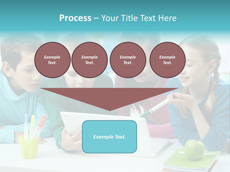 Technology Gathered Schoolchildren PowerPoint Template
