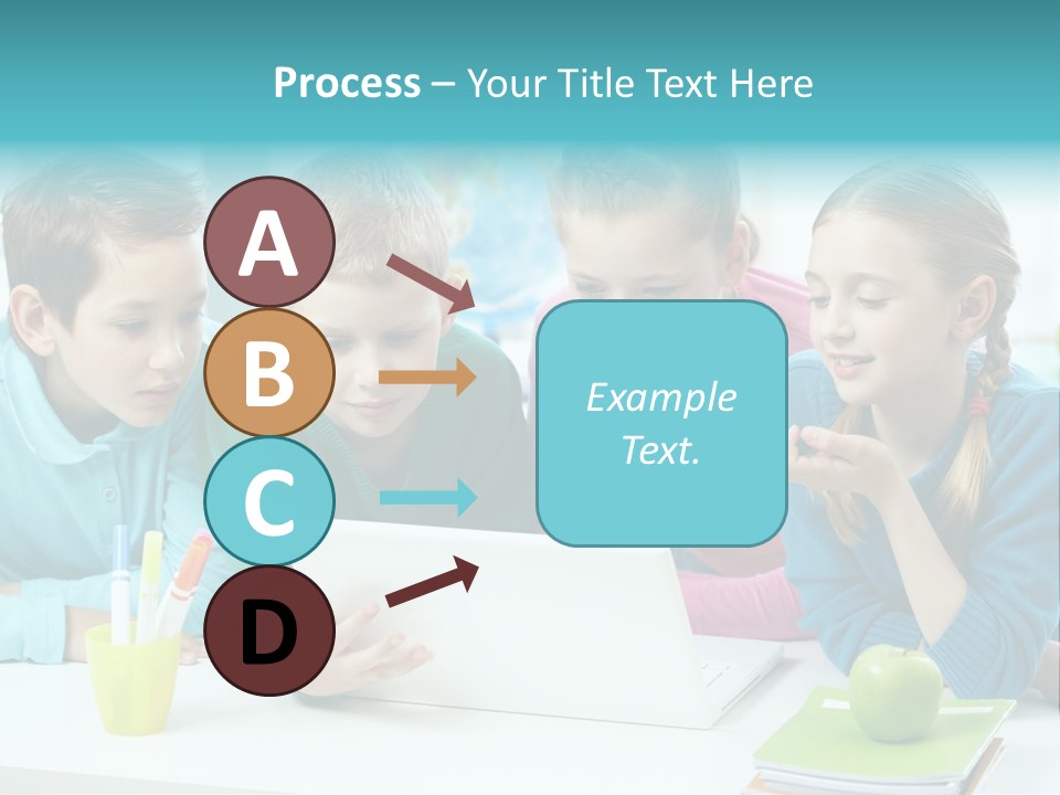 Technology Gathered Schoolchildren PowerPoint Template