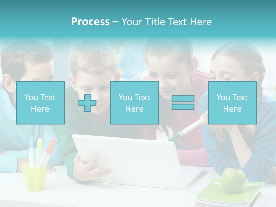 Technology Gathered Schoolchildren PowerPoint Template