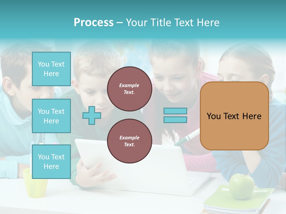 Technology Gathered Schoolchildren PowerPoint Template