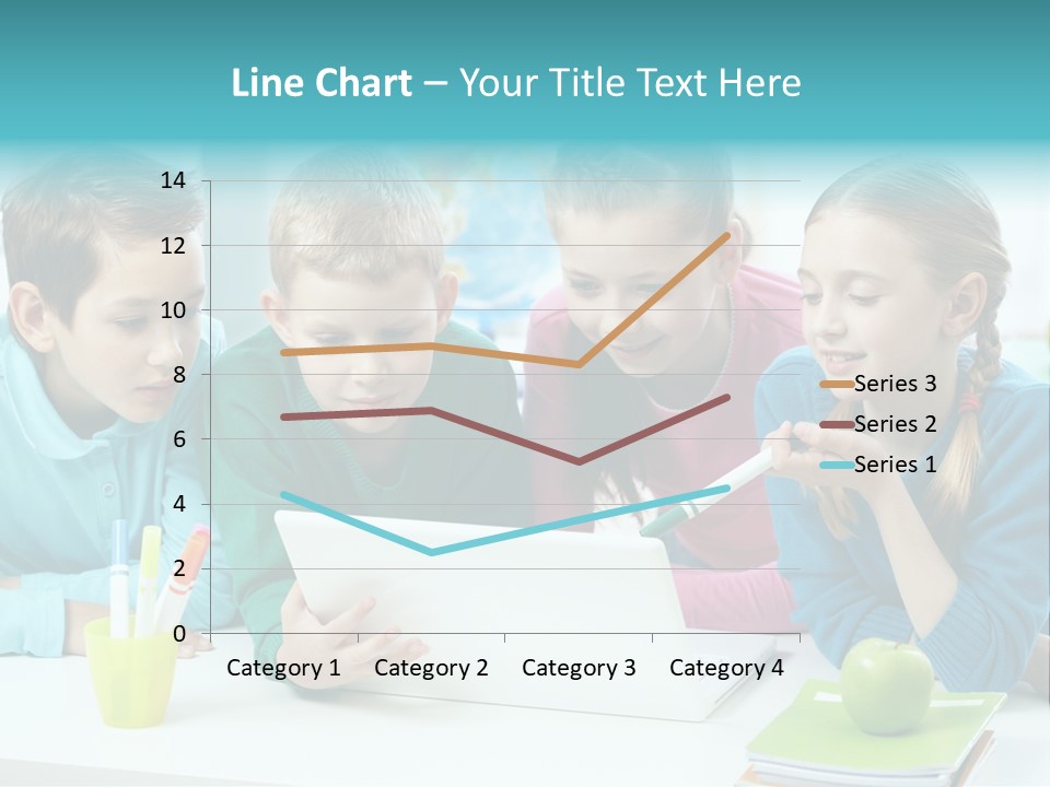 Technology Gathered Schoolchildren PowerPoint Template