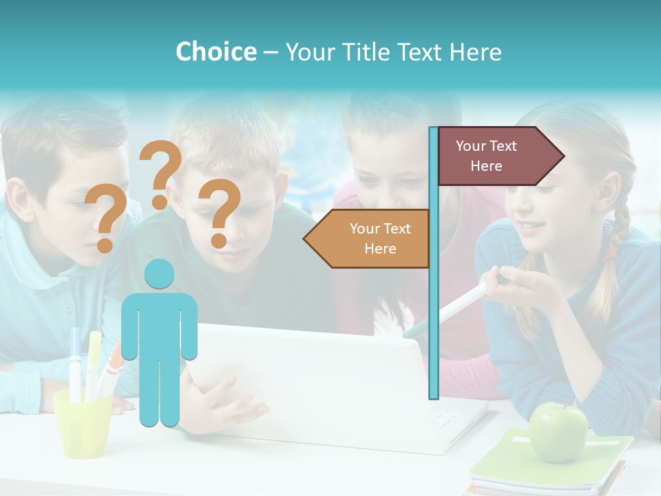 Technology Gathered Schoolchildren PowerPoint Template