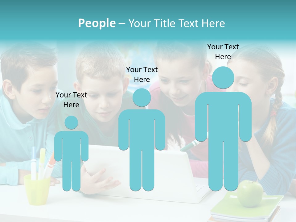 Technology Gathered Schoolchildren PowerPoint Template
