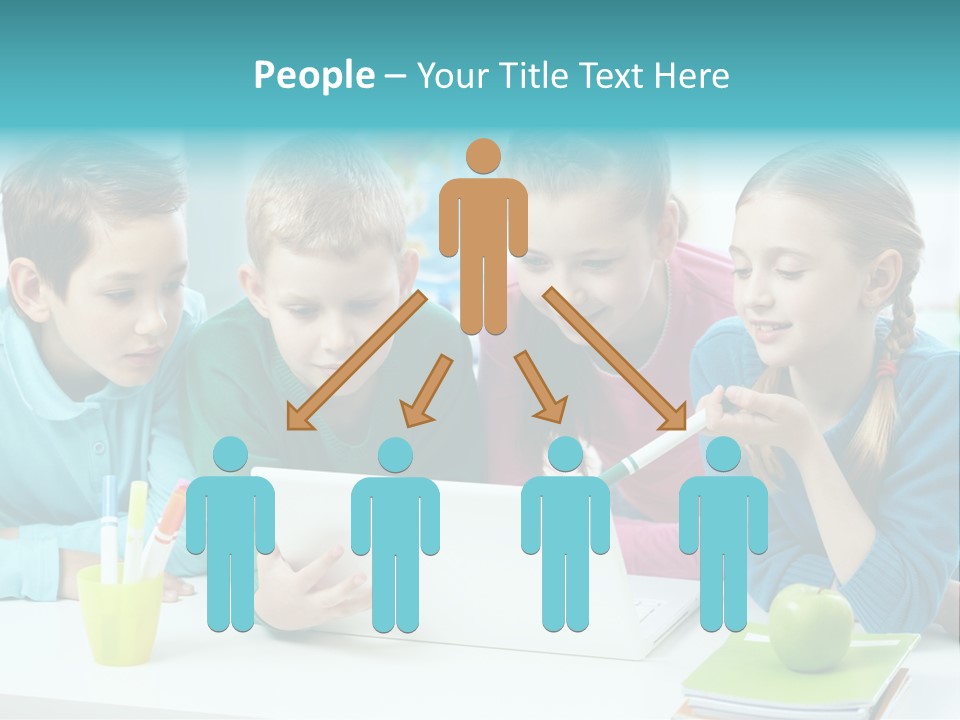 Technology Gathered Schoolchildren PowerPoint Template