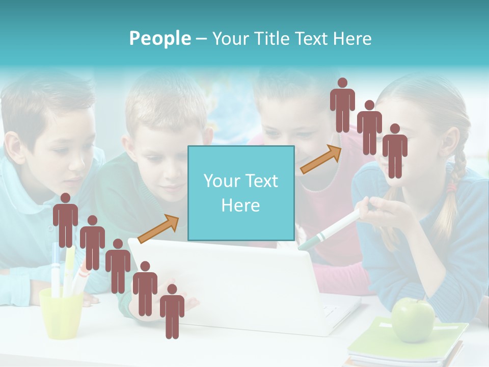 Technology Gathered Schoolchildren PowerPoint Template
