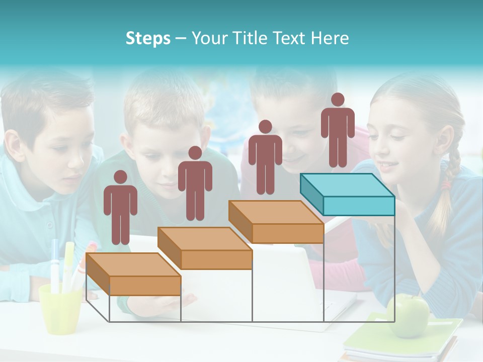 Technology Gathered Schoolchildren PowerPoint Template