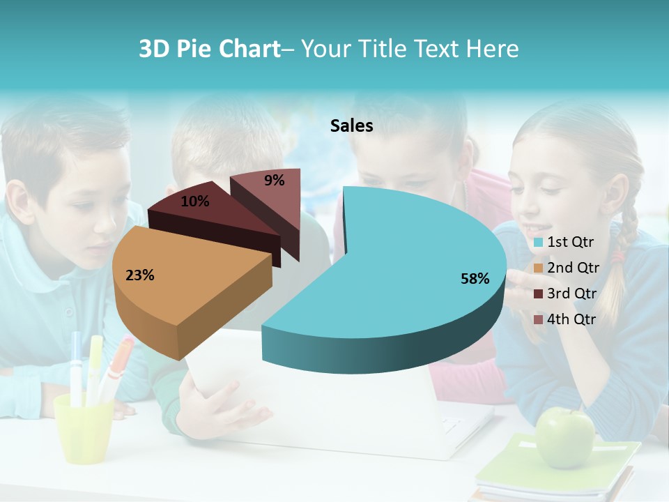 Technology Gathered Schoolchildren PowerPoint Template