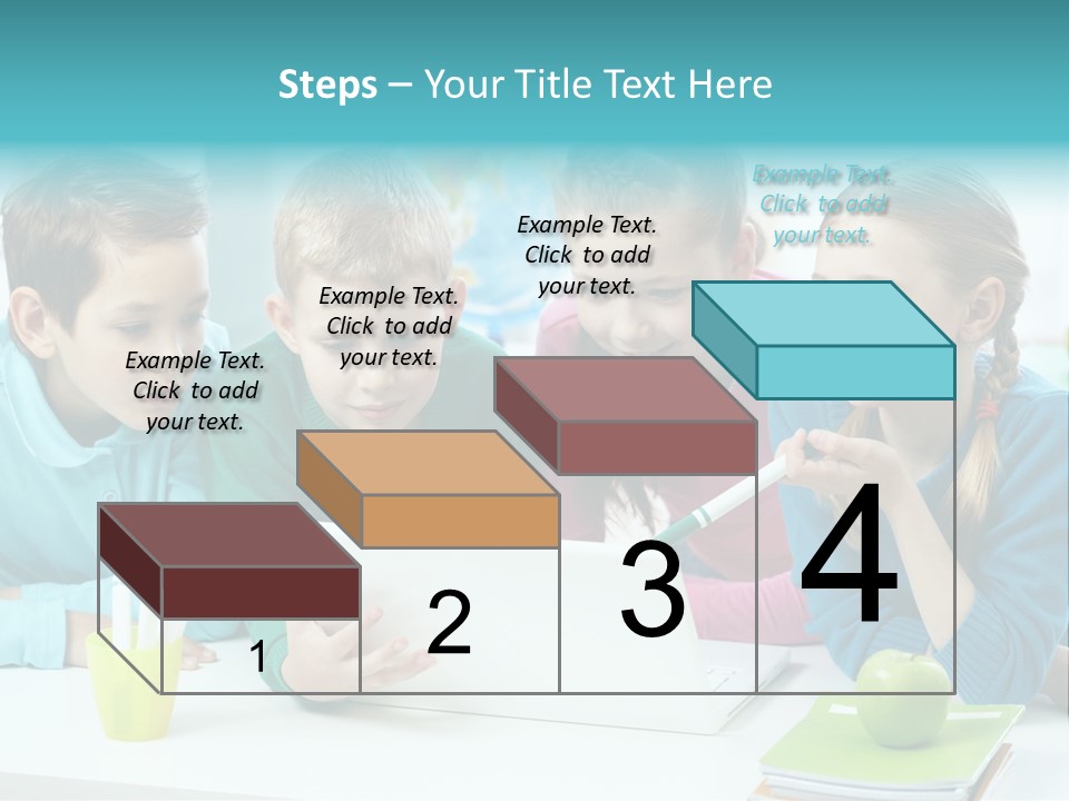 Technology Gathered Schoolchildren PowerPoint Template