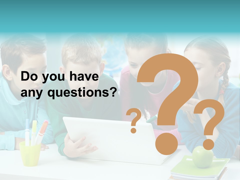 Technology Gathered Schoolchildren PowerPoint Template