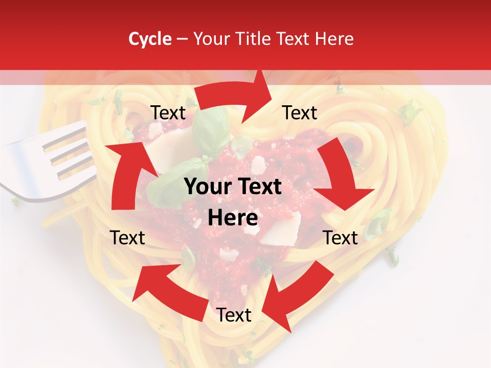 A Heart Shaped Pasta Dish With A Fork In It PowerPoint Template