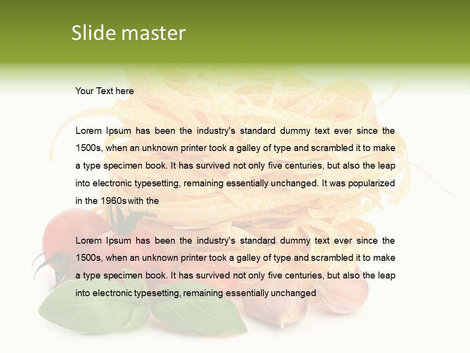 A Pile Of Pasta With Tomatoes And Basil PowerPoint Template